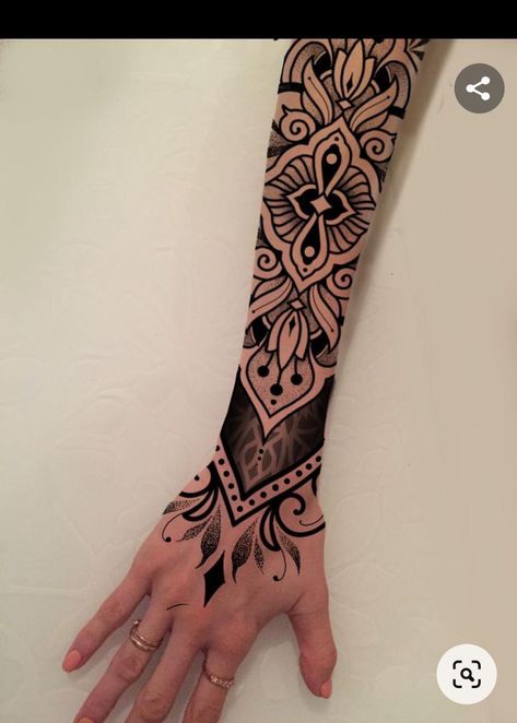 Wrist Hand Tattoo, Calf Tattoo Ideas, Noir Tattoo, Henna Tattoo Designs Arm, Geometric Tattoo Sleeve Designs, Mangas Tattoo, Mandala Hand Tattoos, Cuff Tattoo, Dr Woo