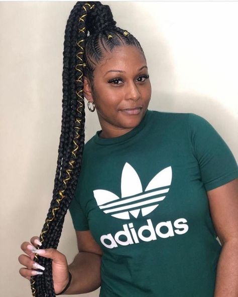 BUN LIFE #feederbraids are in.. Tag the source.. we loveeeee this look #cornrows #braids #braidstyles #feederponytail #cornrowstyles #braid… Braids With Curly Ponytail, Feed In Braids Ponytail, Tree Braids Hairstyles, Feeder Braids, Feed In Ponytail, Feed In Braids, Braids Ponytail, Cornrows Styles, Feed In Braids Hairstyles