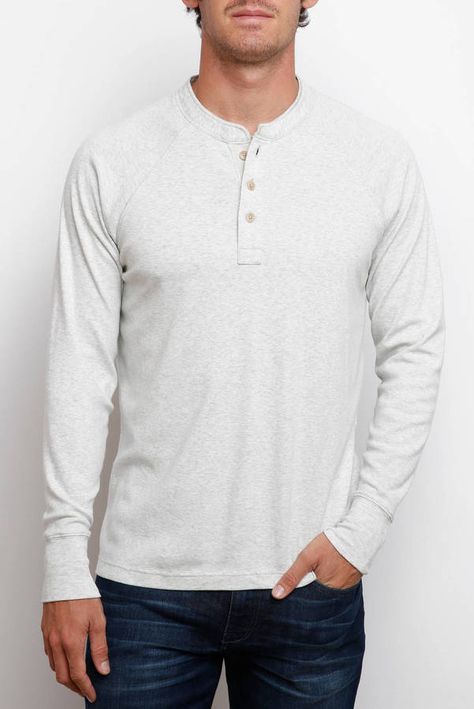 The Normal Brand Stone Puremeso Long Sleeve Henley Shirt White Shirt Men, Mens Henley, Henley Shirt, Maternity Clothing, Trim Color, Mens Spring, Spring Style, White Trim, Family Photoshoot