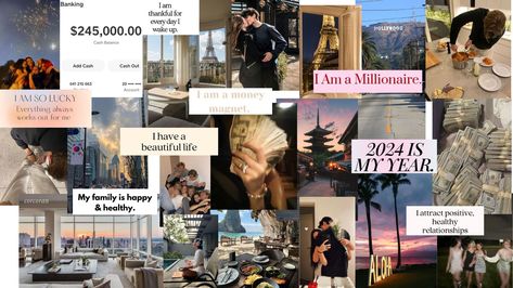 Wanna make 2024 your year!!! Start from this vision board Wallpaper Money, Manifestation Spells, Second Brain, Board Wallpaper, Board Manifestation, Prosperity Affirmations, Money Vision Board, Attracting Wealth, Peaceful Mind