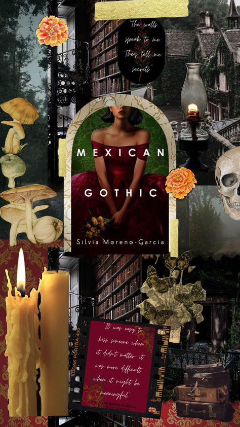 #mexicangothic #moodboard #aesthetic #gothicbooks #darkacademia #booklovers #bookaesthetic #bookish #booktok #bookshelf #collage Mexican Gothic Book Fan Art, Latin Gothic Aesthetic, Mexican Gothic Book Aesthetic, Mexican Witch Aesthetic, Spanish Gothic Aesthetic, Mexican Dark Academia, Dark Mexican Aesthetic, Mexican Gothic Aesthetic, Booktok Bookshelf