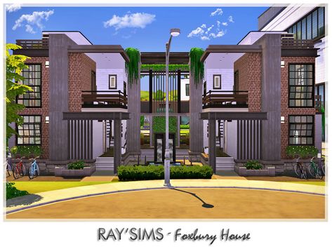 Foxbury Student Housing Sims 4, Sims 4 Foxbury Commons, Sims 4 University Mod, Sims 4 University Dorm, Sims 4 University Housing, Sims 4 University, Sims Lots, Sims 4 City Living, The Sims 4 Lots