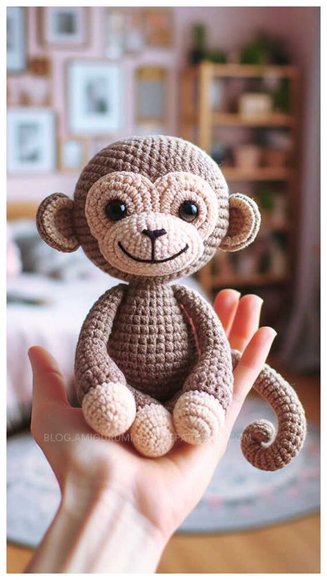 Crochet Monkey Amigurumi Free Pattern Crocheted Monkey Pattern Free, Gorilla Amigurumi Free Pattern, Crochet Amigurumi Monkey, Crochet Monkey Pattern Free Easy, Amigurumi Free Pattern Doll, Crochet Zoo Animals, Free Monkey Crochet Pattern, Crochet Animals Free Patterns Beginner, Free Pattern Crochet Amigurumi