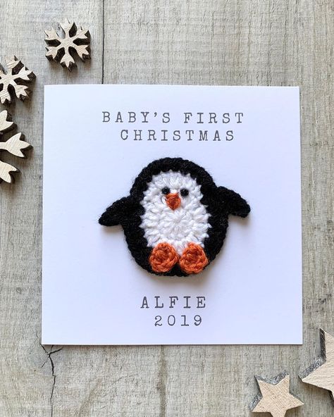 Lily Blossom Studio on Instagram: “Can’t get over how cute this little penguin is! 😍🐧 Perfect as a special Christmas card for that little person in your life 🥰 #card #crochet…” Crochet Christmas Cards Ideas, Crochet Christmas Cards, Christmas Card Crochet, Woman Costumes, Crochet Christmas, Babies First Christmas, Creative Cards, Christmas Girl, Christmas Special