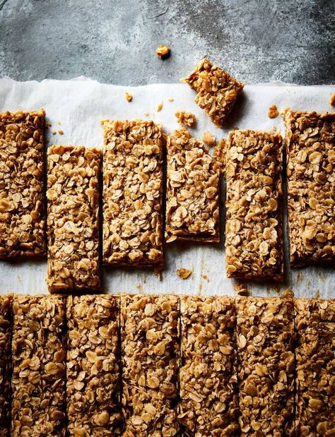 Chewy flapjacks recipe | Sainsbury's Magazine Oats And Honey Granola Bars, Oats And Honey Granola, Honey Granola Bars, Rice Bars, Crunchy Oats, Make Granola, Nature Valley Granola, How To Make Granola, Egg Free Baking