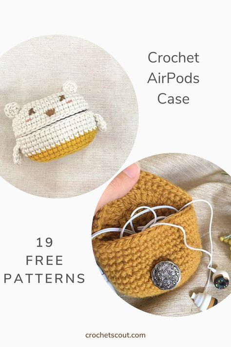 19 Free Crochet Earbud Case and Cord Holder Patterns Crochet Earbud Case, Earbud Holder, Earphones Holder, Earbud Case, Crochet Case, Quick Crochet Patterns, Crochet Cord, Cord Holder, Cord Cover