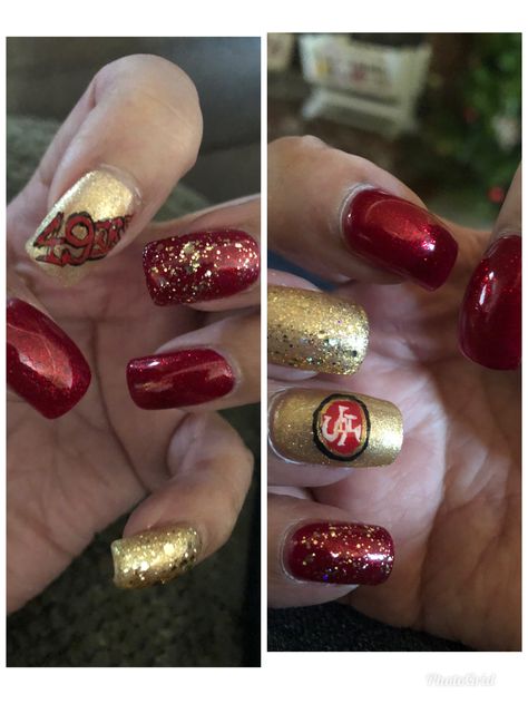 Sf Niners Nails, Forty Niners Nails, 49ers Nails Designs Nailart, Sf 49ers Nails, San Francisco 49ers Nails Design, Niners Nails, 49ers Nails Designs, 49er Nails, 49ers Nails