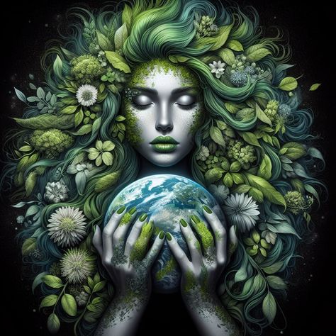 Mother Nature Art Goddesses, Mother Nature Illustration, Mother Earth Drawing, Mother Nature Art, Art Goddesses, Environment Drawing, Earth Drawing, Nature Woman, Mother Earth Art