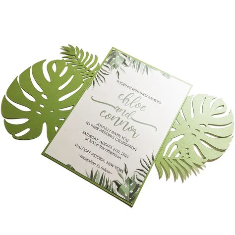 Tropical Monstera Leaves Green Wedding Invitation Set in Wax - Etsy Tropical Wedding Invitations, Green Wedding Invitations, Fredericksburg Va, Monstera Leaves, Wedding Invitation Sets, Tropical Wedding, Monstera Leaf, Wedding Stationary, Invitation Set