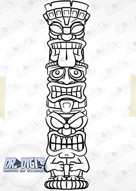 Arte Haida, Tiki Tattoo, Tiki Man, Surf Painting, Ancient Drawings, Tiki Statues, Simple Wood Carving, Tiki Decor, Tiki Totem