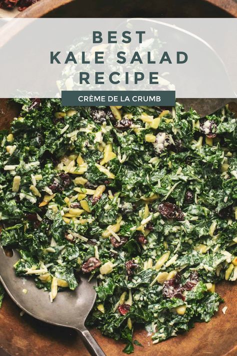 Winter Kale Salad Recipes, Fancy Kale Salad, Kale And Parmesan Salad, What To Make With Kale, Kale Salad With Steak, Barley Kale Salad, Kale Salad Balsamic Dressing, Creamy Kale Salad, Parmesan Kale Salad