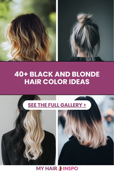 Discover 40 captivating black and blonde hair color ideas featuring 4 images showcasing various stunning hair transformations and trends. Perfect for anyone looking to boost their hairstyle! Black And Blonde Hair Color, Bold Balayage, Black And Blonde Hair, Deep Black Hair, Soft Highlights, Blonde Ends, Black Wavy Hair, Blonde Balayage Highlights, Blonde Tips