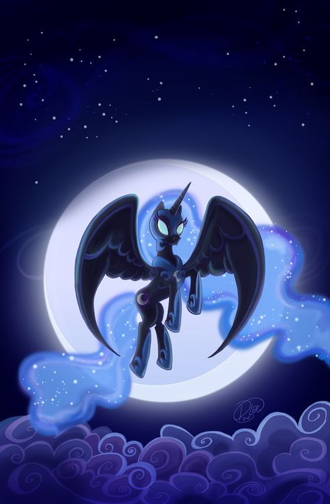 Dream Moon, My Little Pony Poster, Celestia And Luna, My Little Pony Princess, Nightmare Moon, My Little Pony Wallpaper, Moon Princess, Mlp Fan Art, Princess Celestia