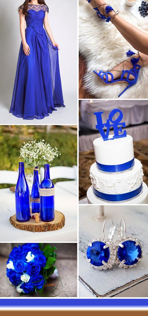 cobalt blue rustic wedding ideas and bridesmaid dresses Wedding Decorations Flowers, Blue Rustic Wedding, Cobalt Blue Weddings, Royal Blue Wedding Theme, Rustic Bridesmaid Dresses, Rustic Bridesmaids, Decorations Flowers, Rustic Wedding Ideas, White Wedding Decorations