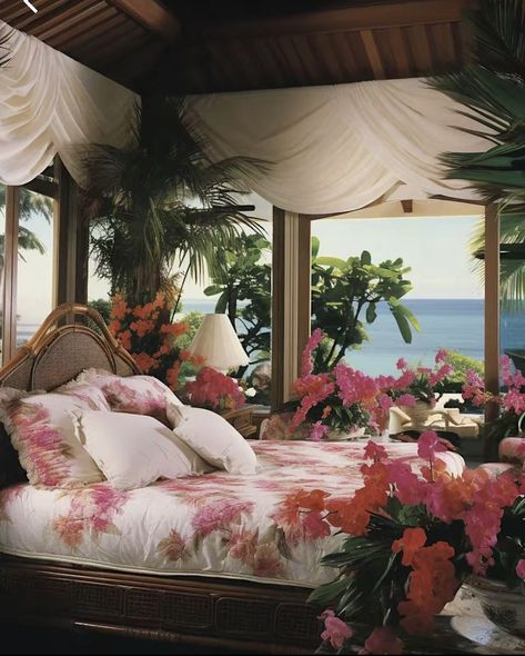 Tropical Bedroom Ideas Caribbean, Caribbean Bedroom, Tropical Bedroom Ideas, 80s Apartment, Tropical Bedroom, Tropical Bedrooms, Mansion Interior, Bedroom Aesthetic, Apartment Interior Design