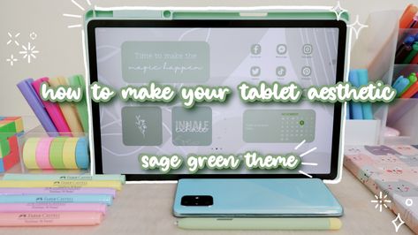 how to make your tablet aesthetic 🍃 sage green theme 🌱 #aesthetictablet #samsungtabs7fe #aestheticsamsungtab ~ full video in my YT channel // link in bio Samsung Tablet Wallpaper Aesthetic, Samsung Tablet Aesthetic, Sage Green Theme, Tablet Aesthetic, Aesthetic Sage Green, Tablet Organizer, Samsung Notes, Mint Wallpaper, Ipad Tutorials