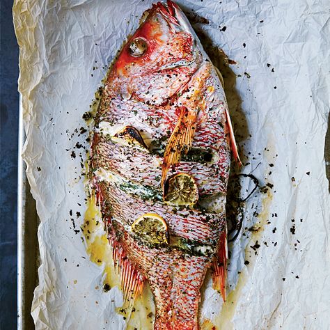 This whole fish stuffed with herbs, lemon and aromatics is easy to prepare and makes a gorgeous, hands-off main dish. Rich Beef Stew, Classic Beef Stew, Perfect Roast Chicken, Baked Fish Recipes, Roast Fish, Whole Fish, Herb Recipes, Roast Chicken Recipes, Roasted Salmon