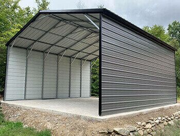 Diy Car Port How To Build, Metal Garage Ideas, Garage Building Ideas, Metal Rv Carports, Car Garage Ideas, Metal Building Prices, Enclosed Carport, Carport Prices, Build Garage