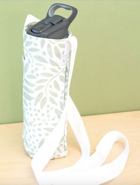 Water Bottle Holder Diy Free Pattern, Fabric Water Bottle Holder Free Pattern, Free Water Bottle Holder Pattern, Cross Body Water Bottle Holder Pattern, Free Wallet Sewing Patterns Tutorials, Insulated Water Bottle Holder Pattern, Easy Water Bottle Holder, How To Make A Water Bottle Holder, Water Bottle Sling Pattern