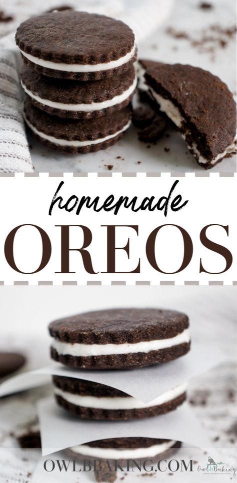 Homemade Oreos Recipe, Chocolate Crisp, Cupcakes Oreo, Homemade Oreo Cookies, Homemade Oreos, Oreo Cookie Recipes, Cookie Sandwich Recipes, Dessert Oreo, Oreo Recipes