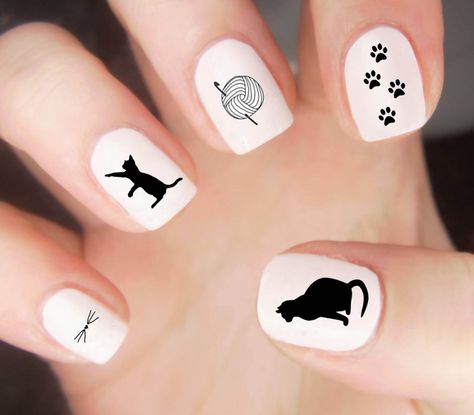 Here, kitty kitty!  Our Black Cat Nail Decal Set features a variety of cat silhouettes along with other cute images like paw prints, whiskers, and a ball of yarn <3 Native American Acrylic Nails, Native Nail Art, Native Nail Designs, Native American Nails, Southwestern Nails, Native American Nail Art, Southwest Nails, Native Nails, Cactus Nail Art