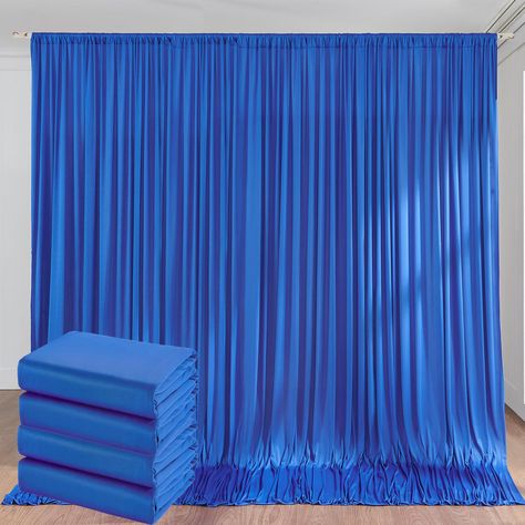 PRICES MAY VARY. 1. You will receive 4 Panels 5ftx10ft Royal Blue Backdrop Curtains for Parties. Totally 20FT(Width) x 10FT(Height). cortinas para fiestas decoracion. 2. Wrinkle Free Fabric: Soft & Smooth; Drape Nicely; Washable; Ironable; Durable. You can keep it for future events. The soft fabric backdrops are perfect to create beautiful folds or leave it flowing loose onto the floor. 3. Easy to Hang ON: Come with a 4 inches rod pocket. You can hang it on a photo backdrop stand, arch backdrop Blue Anniversary Decorations, Purple Photo Backdrop, Peacock Theme Backdrop, Blue Fringe Backdrop, Xavier Omar, Royal Blue Graduation Party, Blue Photo Backdrop, Wedding Draping Backdrop, Royal Blue Quinceanera Theme