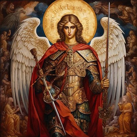 Archangel Michael Painting, Archangel Michael Aesthetic, Angel Michael Archangel, Arc Angel Michael, Archangel Michael Art, Uriel Archangel, Saint Michael Angel, Angel Michael, Pictures With Meaning