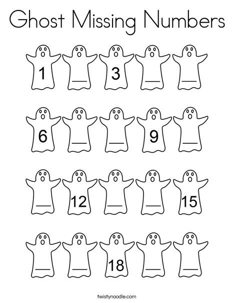 Ghost Missing Numbers Coloring Page - Twisty Noodle Ghost Math Activities Preschool, Halloween Pre K Worksheets, Ghost Worksheets, Halloween Homeschool Ideas, Halloween Number Activities Preschool, Halloween Kindergarten Worksheets, Ghost Activities For Preschool, Halloween Worksheets Preschool, Halloween Worksheets Kindergarten