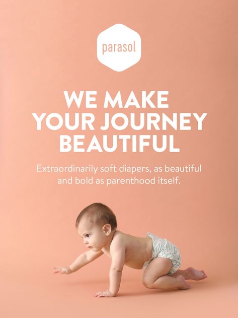 Parasol Co Diapers + Wipes | Dieline - Design, Branding & Packaging Inspiration Product Poster Design, Baby Ads, Product Poster, Baby Products Packaging, Baby Posters, Publicidad Creativa, Baby Banners, Creative Ads, Baby Design