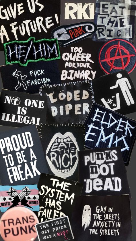 #music #punk Punk Patches Diy, Queer Punk, Punk Fashion Diy, Grunge Jacket, Easy Diy Clothes, Punk Culture, Crust Punk, Punk Patches, Punk Aesthetic