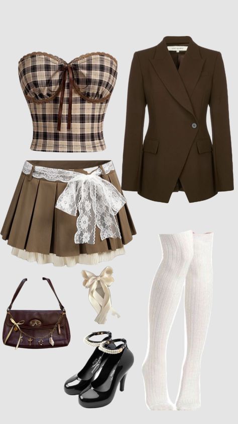 Dark academia outfit #darkacademia #outfit #brown #outfitinspo #fitinspo 2000’s Outfits, Dark Academia Y2k, Dark Academia Outfit, Academia Outfits, Perfect Wardrobe, Kpop Fashion Outfits, Clothing Essentials, Kpop Fashion, Lookbook Outfits