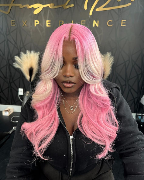 would you try this color? 🩷 Pink Roots Blonde Hair, Hair Palette, 613 Lace Front Wig, Blonde Hair With Roots, Simple Hairstyle, Bad Bad, Blonde With Pink, Human Hair Color, Lace Frontal Wigs