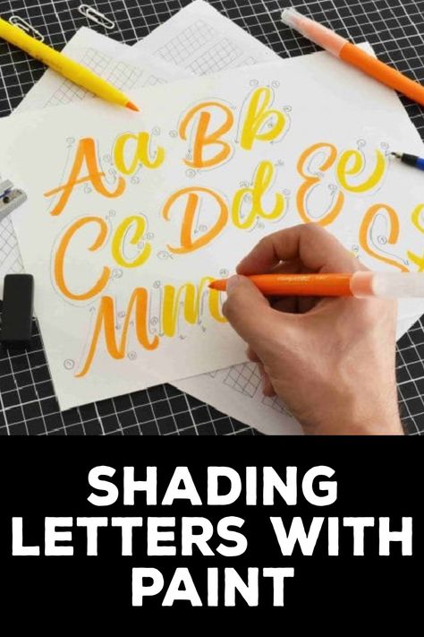 How to Shade Letters With Paint How To Highlight Letters When Painting, How To Shade Letters, How To Paint Letters, How To Draw Shadow, Painting Letters, Paint Step By Step, Teaching Books, How To Shade, Shading Techniques