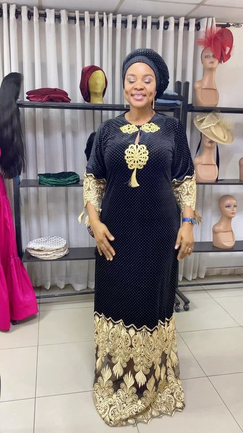 SIZE: 14 & 16 PRICE; NGN45,000 DESCRIPTION; Polka velvet embellished with lace trimmings #rtw #readyrowear #velvet #caftan #boubou #abaya #affordable #affordableluxury #onitshababes #warribabes #asabababes #enugubabes #portharcourtbabes #lagosbabes #abujababes | Kiphy7woman | olivetheboy · Goodsin Speed Up Velvet Caftan, Lace Caftan, African Maxi Dresses, Elegant Dresses For Women, Affordable Luxury, Speed Up, Maxi Dresses, Elegant Dresses, Product Description