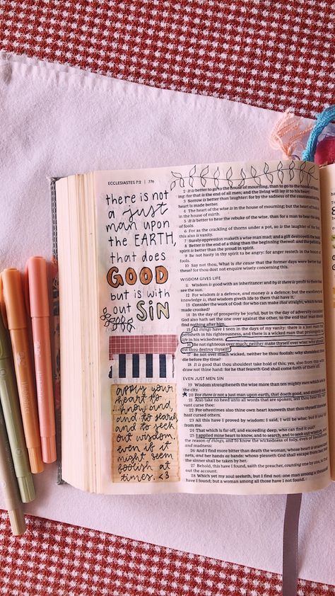 The Old Testament Bible Journaling, Ecclesiastes Bible Journaling, New Testament Bible Journaling, Old Testament Bible Journaling, Revelation Bible Study, Bible Doodles, Ecclesiastes 7, Old Testament Bible, Inspire Bible