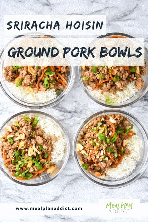 Ground Pork Bowls, Freezable Meal Prep, Pork Bowl Recipe, Pork Bowls, Campfire Meals, Healthy Camping Food, Macro Recipes, Ground Pork Recipes, Freezable Meals