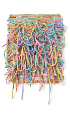 Alicia Scardetta, textiles, Forever-2015-20x18inch-Cotton yarn and rope and Metallic Thread Yarn Wall Art, Fiber Sculpture, Weaving Wall Hanging, Sustainable Textiles, Textile Fiber Art, Textile Artist, Weaving Textiles, Woven Wall Hanging, Weaving Art