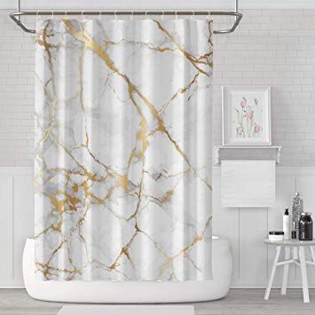 Asoco Shower Curtain Set with 12 Hooks Marble with Golden Gold White Rose Geometric Foil InvitationPolyester Fabric Waterproof Bath Curtain 72X78 Inches Decortive Bathroom: Amazon.ca: Home & Kitchen Marble Shower Curtain, Bathroom Curtain Set, Waffle Weave Shower Curtain, Black And Gold Bathroom, Bilik Air, Bathroom Shower Curtain Sets, Abstract Shower Curtain, Bathroom Decor Sets, Marble Showers