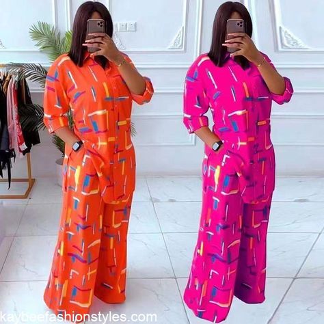 Latest Chiffon Top and Trouser Styles for Ladies in 2023 and 2024 - Kaybee Fashion Styles Chiffon Top And Trouser, Trouser Styles For Ladies, Tops For Palazzo Pants, Organza Top Styles, Two Piece Outfits Pants, Africa Clothing, 2piece Outfits, Organza Top, Corporate Attire