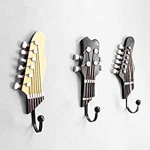 OFKPO 3 Pcs Wall Mounted Coat Hat Towel Hooks Hanger Guitar Shaped Vintage Decorative Clothes Hooks Resin Clothes, Guitar Hook, Musical Gift, Hat Hanger, Hook Wall, Hanger Hooks, Music Room, Metal Hooks, Aesthetic Room