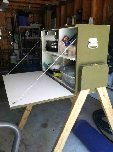 FREE - Camp Chuck Box Chuck Box Diy, Chuck Box Ideas, Diy Camping Kitchen, Diy Chuck Box Camping, Camping Chuck Box Diy, Diy Chuckbox, Chuckbox Camp Kitchen, Camp Kitchen Chuck Box Diy, Chuck Box Plans Camping Kitchen