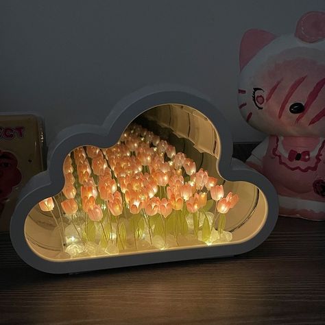 Cloud Mirror, Cloud Night Light, Tulip Lamp, Sea Flowers, Creative Lamps, Transparent Flowers, Plant Table, Cloud Shapes, Bedroom Mirror