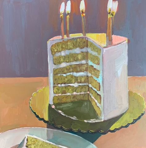 Cake / Erika Lee Sears Cake Painting, 귀여운 음식 그림, Food Painting, Painted Cakes, Arte Inspo, Oui Oui, Painting Art Projects, Food Illustrations, Clean Eating Snacks