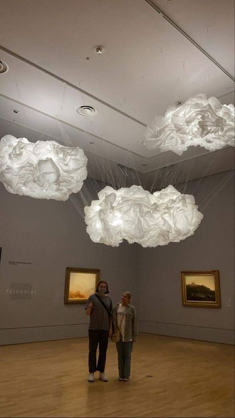 Cloud Sculpture, Cloud Installation, Summer Window Display, Christmas Booth, Paper Clouds, Diy Clouds, Magical Thinking, Drop Lights, I Love Lamp