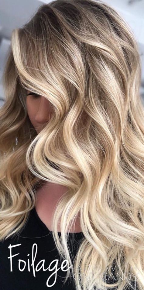 Blonde Balayage/Foilage Looks Blonde Foilage Hair, Foliage Hair Brunette To Blonde, Buttercream Blonde Balayage, Blond Foliage, Foliage Hair Blonde, Foliage Blonde, Blonde Foliage, Foilage Balayage, Long Blonde Balayage