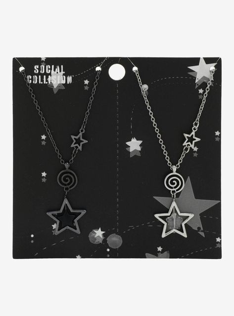 Social Collision Star Swirl Best Friend Necklace Set Black Star Jewelry, Matching Jewelry For Best Friends, Matching Things, Star Swirl, Best Friend Matching, Matching Stuff, Aesthetic Artsy, Star Shopping, Flower Rainbow