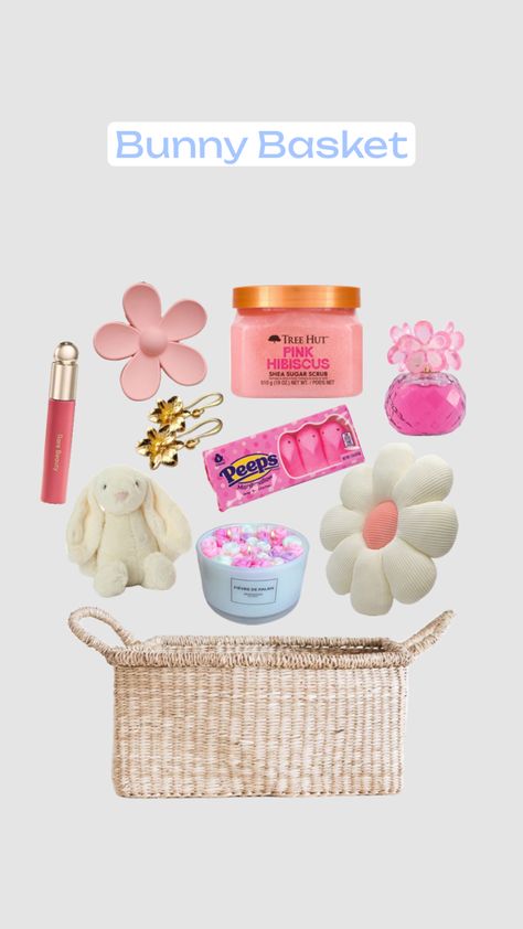 #bunnybasket ￼#easter #easterbasket Bunny Basket Ideas For Teens, Best Friend Easter Basket Gift Ideas, Friend Easter Basket Ideas, Easter Basket For Friends, Bunny Basket Ideas, Preppy Easter Basket, Friend Easter Basket, Spring Gift Basket Ideas, Spring Basket Ideas