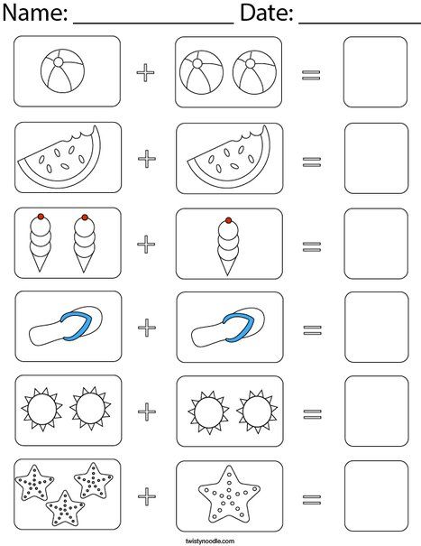 Easy Adding Worksheets, Basic Addition For Kindergarten, Addition Pictures Worksheet, Picture Addition Worksheets Kindergarten, Simple Addition Worksheets Free, Picture Addition Worksheets, Mathematics Preschool, Addition With Pictures, Pictures Of Summer