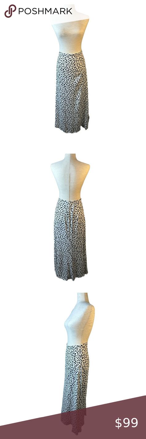 Reformation Bea Made USA Animal Black White Print Midi Long A-Line Skirt Size 10 Long A Line Skirt, White Leopard, Reformation Dresses, A Line Skirt, Long A Line, A Line Skirts, A Line, Size 10, Dress Es