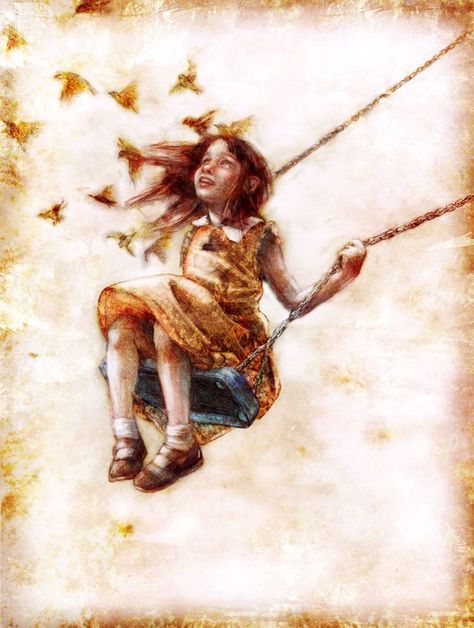 beatriz Girl Swinging, Art Children, Art Fantaisiste, Organic Art, Children's Illustration, Desenho Tattoo, Illustration Artists, Childrens Art, Magical Places